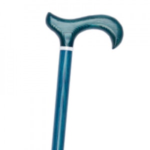 Classic Blue Derby-Handle Wooden Walking Stick
