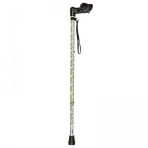 Wild Flower Pattern Adjustable Anatomical Handle Walking Stick (Left Hand)