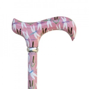 Adjustable Aluminium Derby Walking Stick with Dragonflies Design