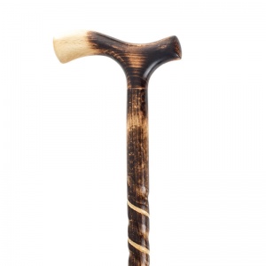 Dark Twisted Beechwood Crutch Handle Walking Stick