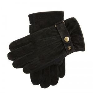 Dents Chester Men's Black Suede Fleece-Lined Walking Gloves