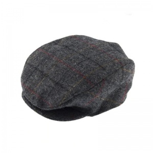 Dents Men's Abraham Moon Charcoal Check Tweed Flat Cap