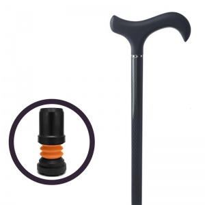 Derby Handle Black Diamond Carbon Fibre Walking Stick with Flexyfoot Ferrule
