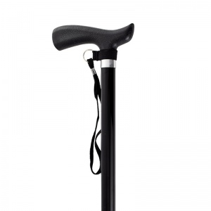 Black Height-Adjustable Walking Stick with Shock Absorber