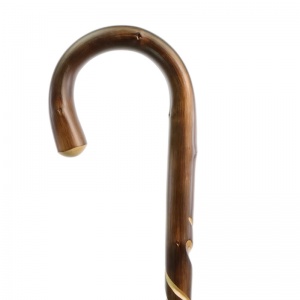 Elegant Chestnut Spiral Crook Handle Walking Stick