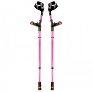 Flexyfoot Pink Anatomic Comfort-Grip Double-Adjustable Crutches (Pair)