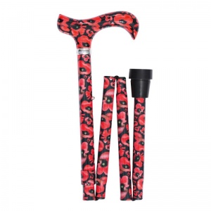 Folding Adjustable British Poppies Derby Cane