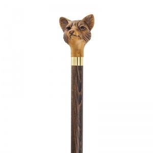 Collectors Beech Wood Shaft Fox Head Walking Stick