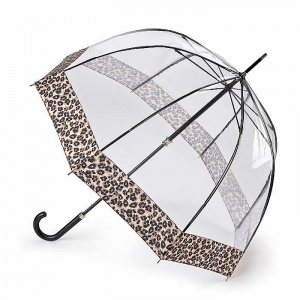 Fulton Birdcage Luxe Clear Dome Umbrella (Natural Leopard)