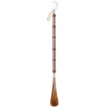 Golf Ball Long Wooden Shoe Horn with Gold Hanging Loop
