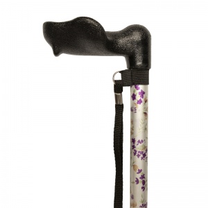 Height Adjustable Woodland Flower Walking Stick with Orthopaedic Handle