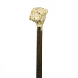 Imitation Ivory Bulldog Hardwood Cane