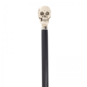 Faux Ivory Skull Beech-Wood Black Walking Cane