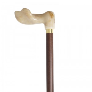Long Anatomical Marble-Effect Hardwood Walking Stick