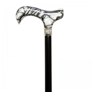 Mayfair Derby Black Adjustable Walking Stick with Crystal Collar