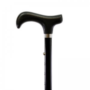 Height-Adjustable Mini Folding Black Derby Handle Walking Stick