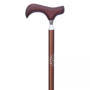 Narrow Neck Coffee-Brown Derby Adjustable Walking Stick with Starburst Pattern