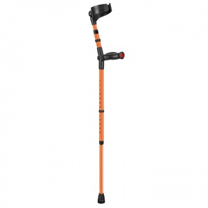 Ossenberg Closed-Cuff Comfort-Grip Double-Adjustable Orange Crutch (Right Hand)