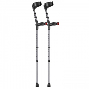 Ossenberg Closed-Cuff Comfort-Grip Double-Adjustable Metallic Grey Crutches (Pair)