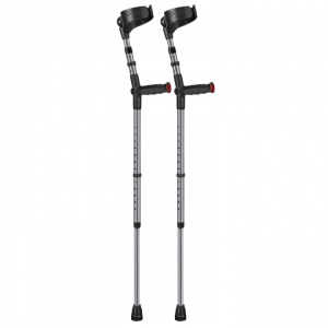 Ossenberg Closed-Cuff Soft-Grip Double-Adjustable Grey Crutches (Pair)