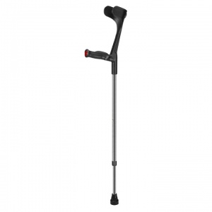 Ossenberg Open-Cuff Comfort-Grip Adjustable Grey Crutch (Left Hand)