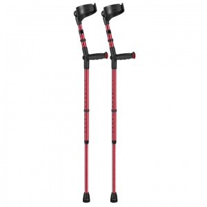 Ossenberg Closed-Cuff Soft-Grip Double-Adjustable Metallic Red Crutches (Pair)