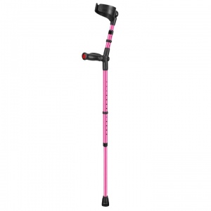 Ossenberg Closed-Cuff Comfort-Grip Double-Adjustable Pink Crutch (Left Hand)