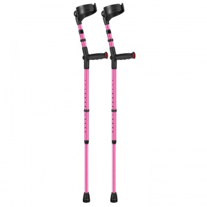 Ossenberg Closed-Cuff Soft-Grip Double-Adjustable Pink Crutches (Pair)