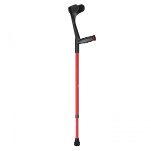 Ossenberg Open-Cuff Soft-Grip Adjustable Red Crutch