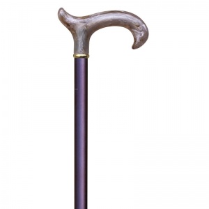 Adjustable Aluminium Purple Walking Cane with Blonde Marbled Derby Handle