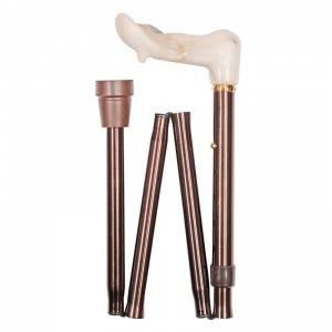 Left-Handed Adjustable Folding Coffee Brown Orthopaedic Walking Cane