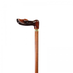 Right-Handed Dark Hardwood Orthopaedic Amber Fischer Walking Stick