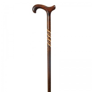 Ladies' Scorched Beech Derby Walking Stick with Triple Spiral