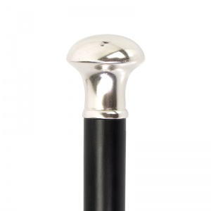 Silver-Plated Knob Handle Black Beech Walking Stick