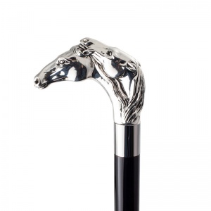Silver-Plated Two Horse Cane