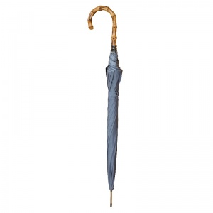 Silver-Tipped Gent's Grey Umbrella with Bamboo Handle