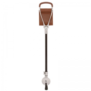 Tan Leather Adjustable Shooting Stick Seat with Rubber Ferrule