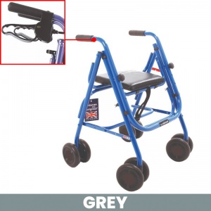 Uniscan Cadet Lightweight 4-Wheel Walker with Lever Brake (Grey)