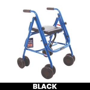 Uniscan Cadet Lightweight 4-Wheel Walker with Pressure Brake (Black)
