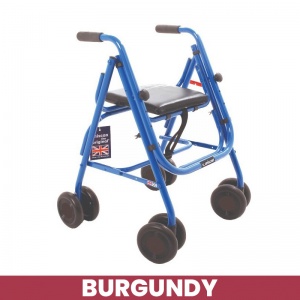 Uniscan Cadet Lightweight 4-Wheel Walker with Pressure Brake (Burgundy)