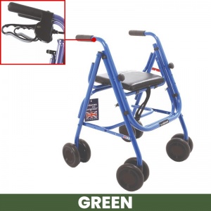 Uniscan Cadet Lightweight 4-Wheel Walker with Lever Brake (Green)