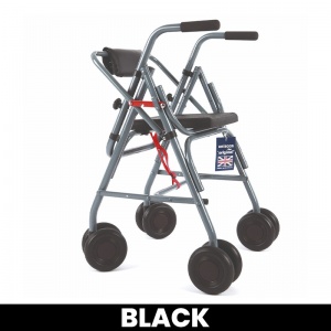 Uniscan Glider Plus Adjustable 4-Wheel Walker with Pressure Brake (Black)
