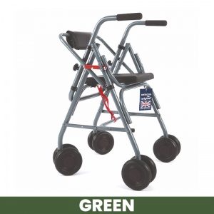 Uniscan Glider Plus Adjustable 4-Wheel Walker with Pressure Brake (Green)