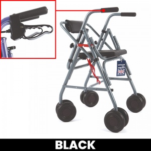 Uniscan Glider Plus Adjustable 4-Wheel Walker with Lever Brake (Black)