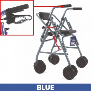 Uniscan Glider Plus Adjustable 4-Wheel Walker with Lever Brake (Blue)