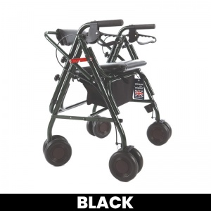 Uniscan Grand Glider Plus Wide Frame 4-Wheel Walker with Lever Brake (Black)