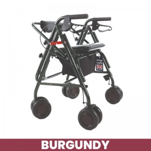 Uniscan Grand Glider Plus Wide Frame 4-Wheel Walker with Lever Brake (Burgundy)
