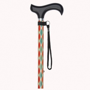 Ziggy Leaf Pattern Height-Adjustable Walking Stick with Derby Handle
