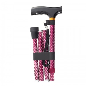 Drive Medical Red Spiral Wave Patterned Folding Walking Cane with Strap