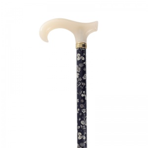 Navy and White Floral Extending Petite Walking Cane